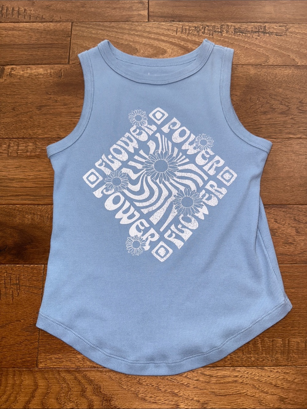 SO Girls Blue Flower Power Graphic Sleeveless Tank Top - Size M (8)